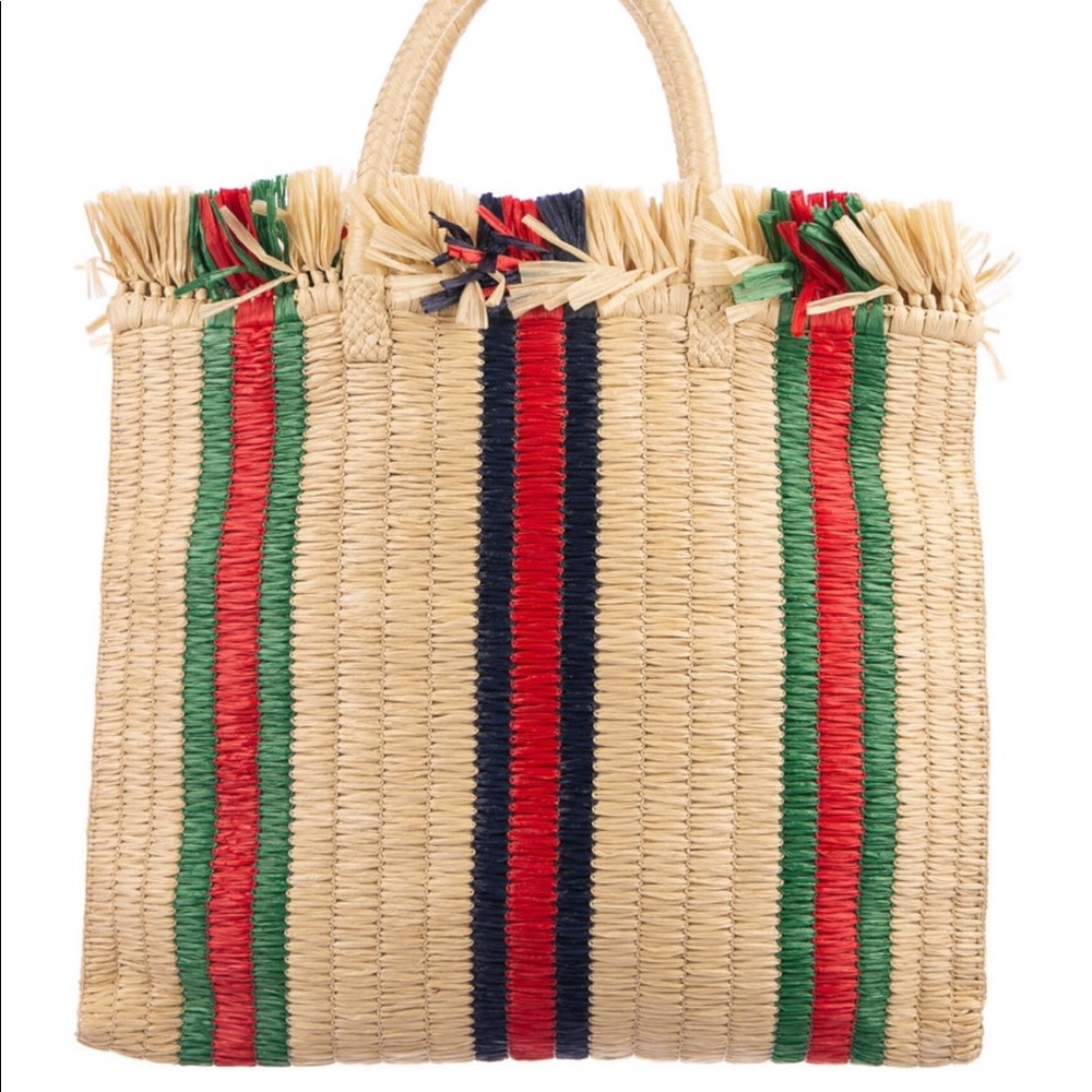 Web straw tote- used- minor wear no damage.